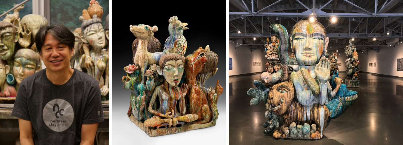 portrait of Sunkoo Yuh and his sculptures