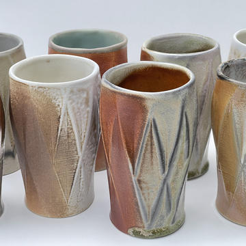 3D printed clay cups fired in soda kiln