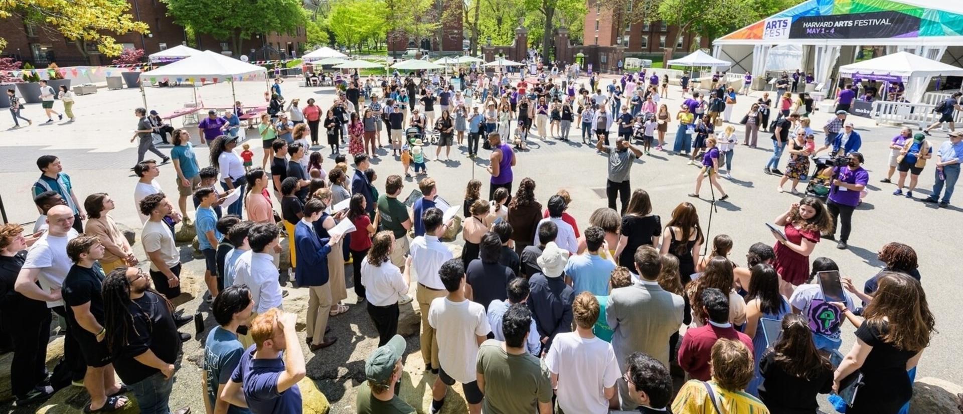 Crowd of people gathered at arts fest