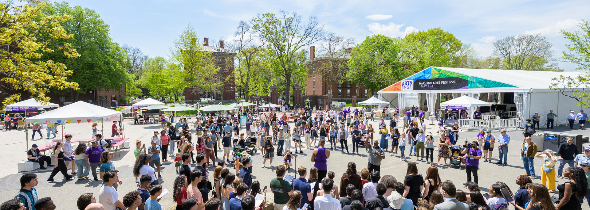 Crowd of people at the start of Harvard Arts Festival