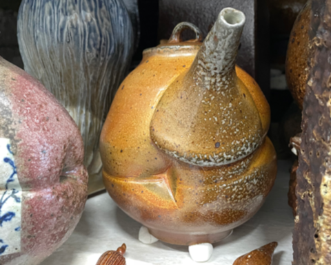 fired pottery in a kiln