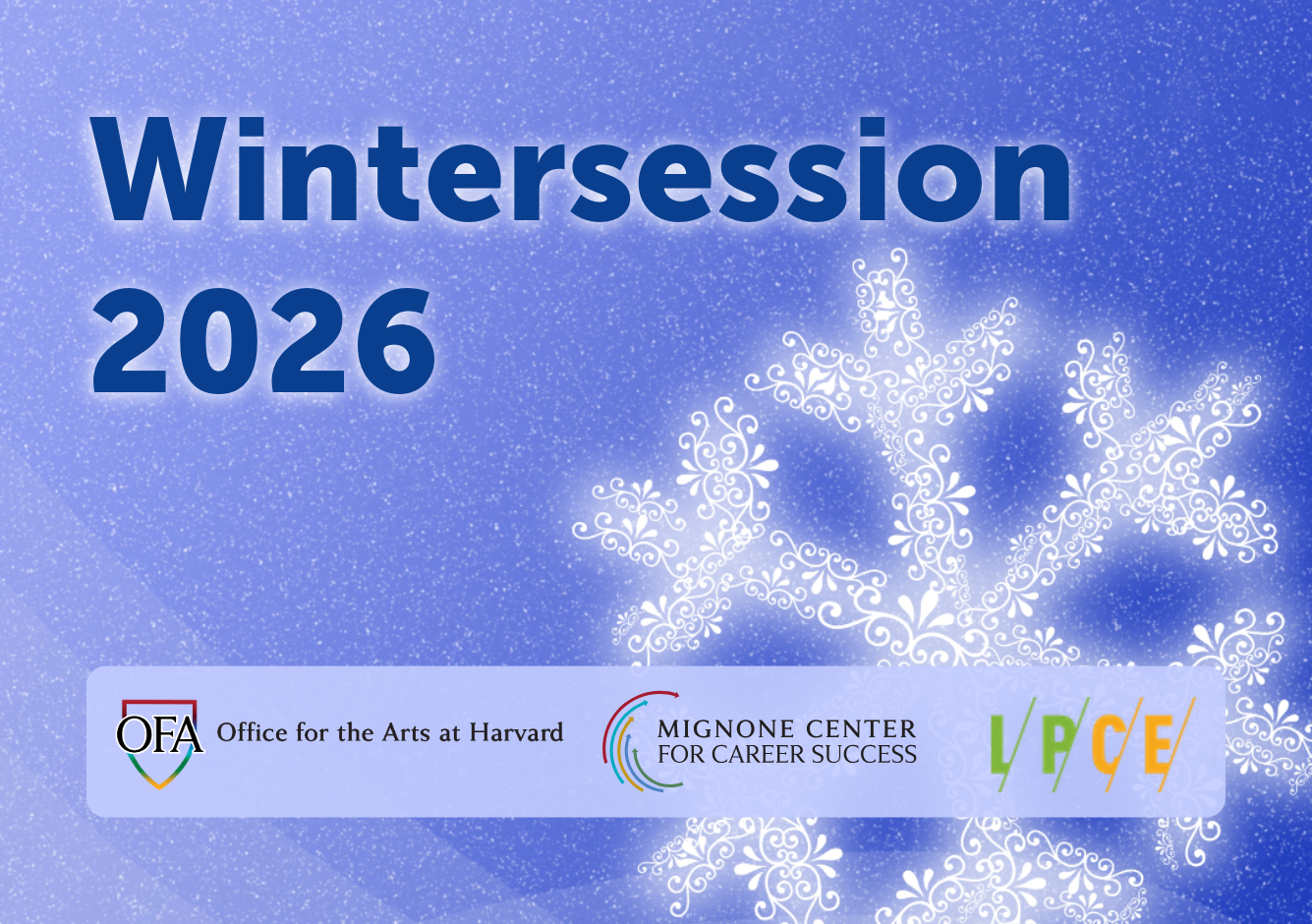 wintersession 2026 on snowflake background