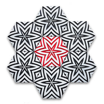 geometric repeat pattern made of hexagonal tiles